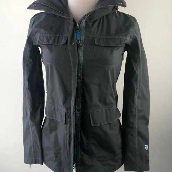 Kuhl Saboteura Waterproof Jacket Zip Raincoat Raven Gray Lightweight Size Small - Picture 2 of 12